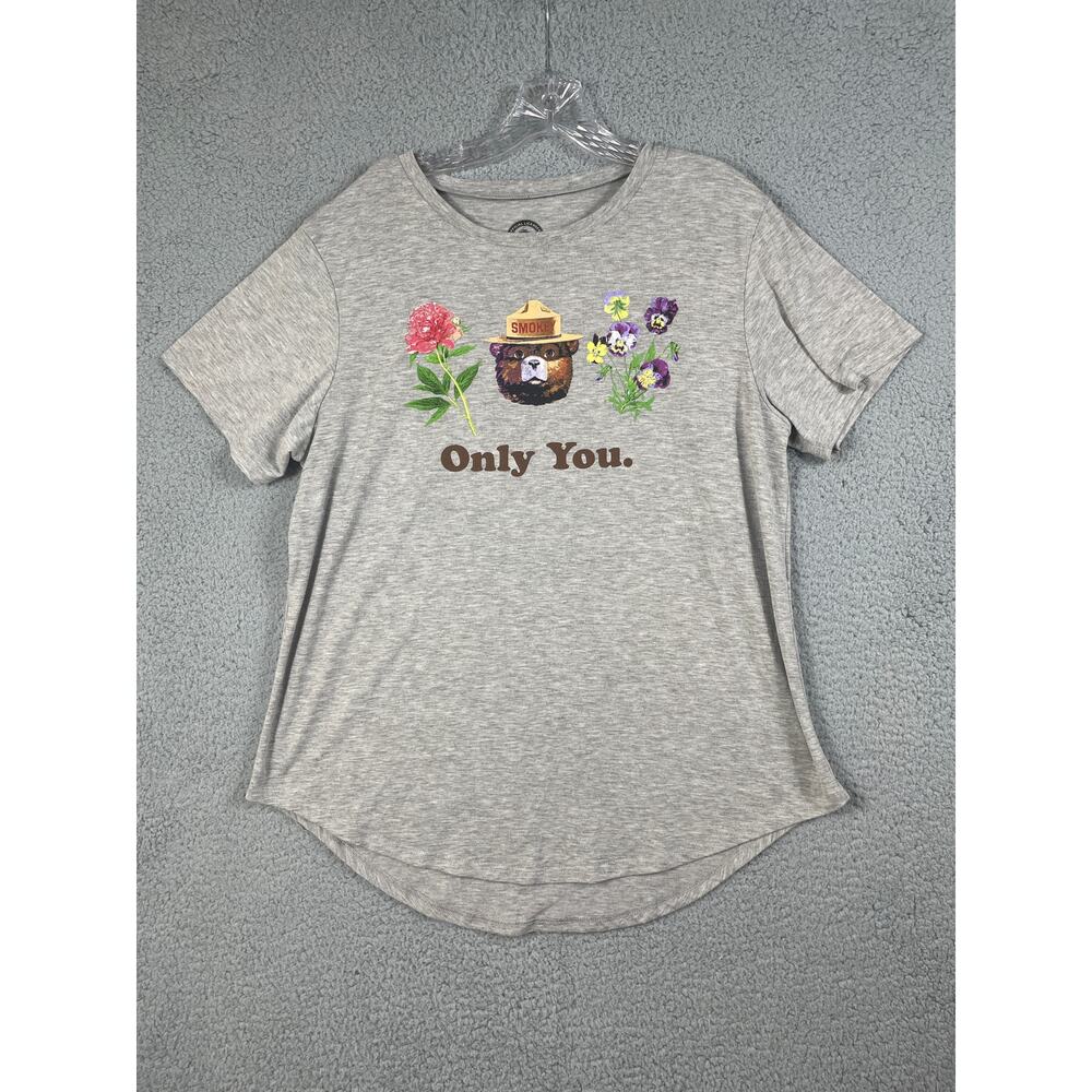 Smokey Bear Junior Womens Gray Floral Only You Shirt Size XXL